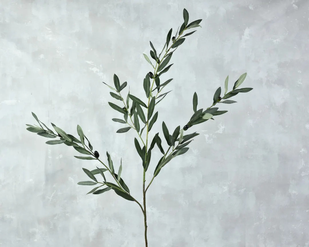 Artificial Gray Green Olive Leaf Branch With Berries - Faux Plant / Wedding / Centerpieces / Vase... | Etsy (US)