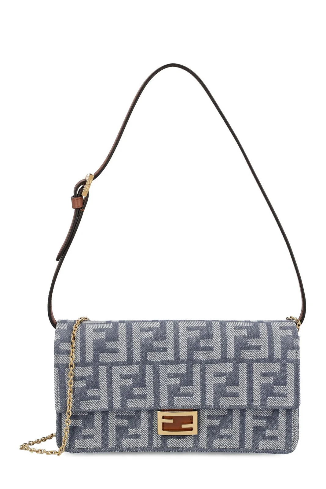 Fendi Baguette FF Jacquard Chain-Linked Wallet | Cettire Global