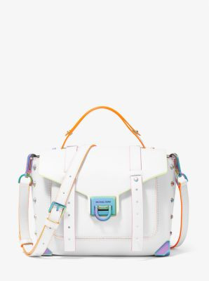 Manhattan Medium Contrast-trim Leather Satchel | Michael Kors | Michael Kors US
