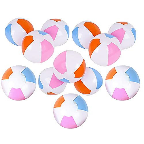 Stripped Beach Balls Inflatables For Swimming Pool Party, Birthday Parties, Summer Fun Toy (12" Beach Ball, 12-Pack) | Amazon (US)