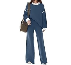 Disamer Womens 2 Piece Outfits Sweater Set Long Sleeve Knit Pullover Sweater Top Wide Leg Pants L... | Amazon (US)
