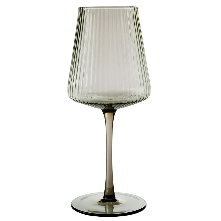 Better Homes & Gardens 17 oz Ribbed Wine Glass, Gray Smoke | Walmart (US)