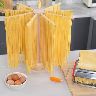 Collapsible 9-Tier Natural Wood Kitchen Pasta Drying Rack and Multi-Purpose Holder | The Home Depot