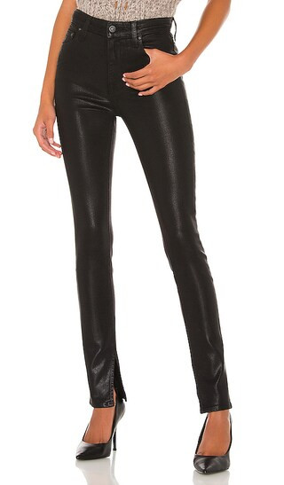 Rae High Rise Ankle Skinny in Coated Black | Revolve Clothing (Global)