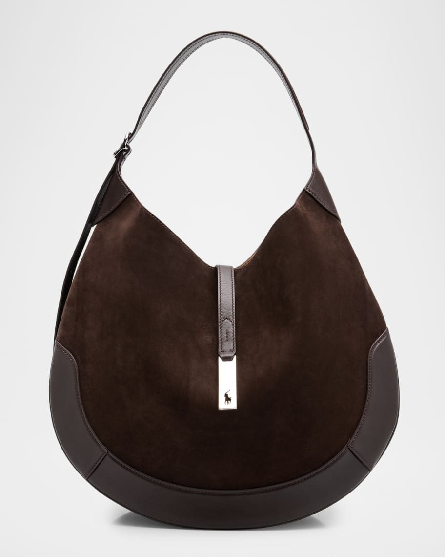 Polo Ralph Lauren Polo ID Suede Large Shoulder Bag | Neiman Marcus
