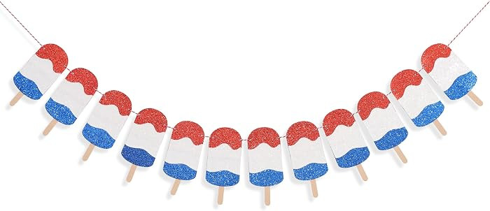 4th of July Independence Day Banner - Blue and Red Summer Popsicle Garland, 4th of July Birthday ... | Amazon (US)