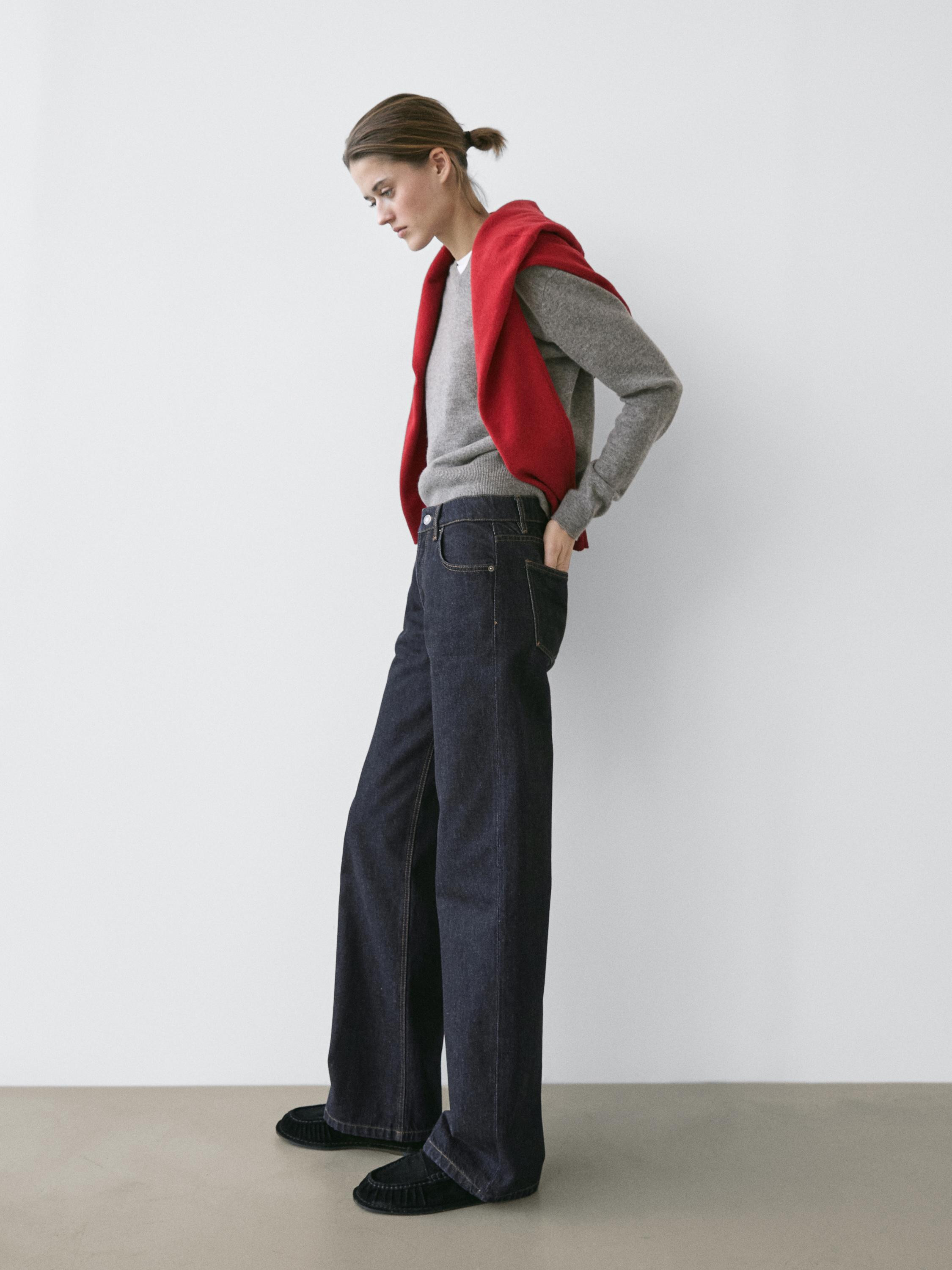 Mid-rise wide-leg jeans | Massimo Dutti US