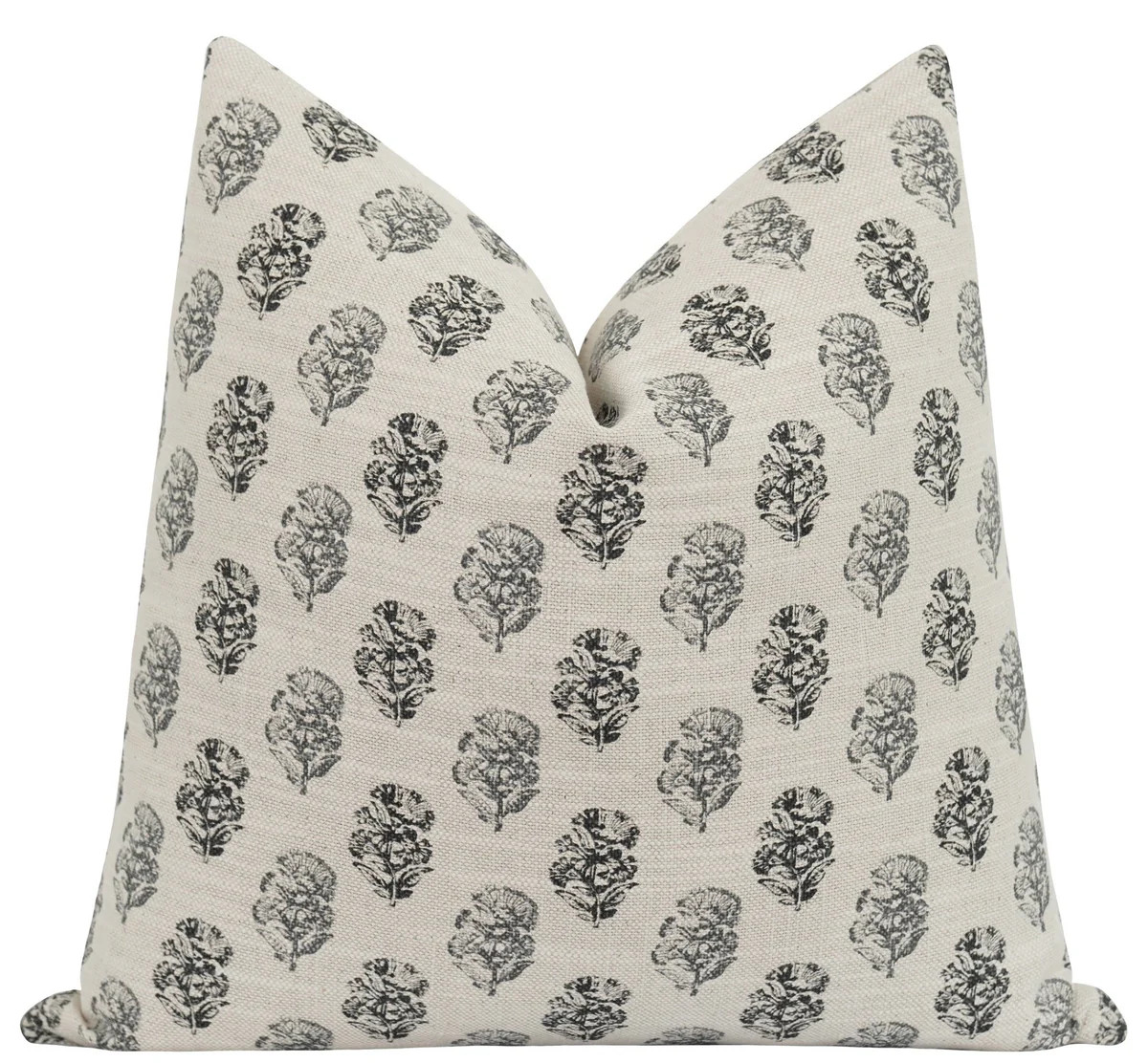 Aiken Charcoal Floral Print Pillow | Land of Pillows