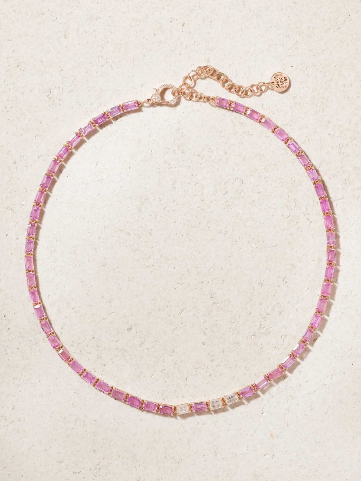 SHAY - 18-karat Rose Gold Sapphire And Diamond Tennis Necklace - Pink | NET-A-PORTER (US)