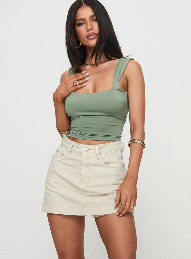 Heuston Denim Skort Cream | Princess Polly US