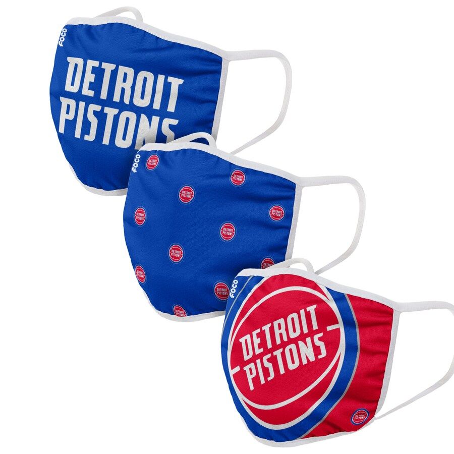 Detroit Pistons FOCO Face Covering (Size Small) 3-Pack | Fanatics