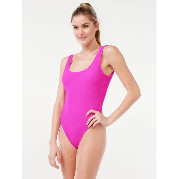 Love & Sports Women's Scrunchy Scooped Back Classic One-Piece Swimsuit - Walmart.com | Walmart (US)