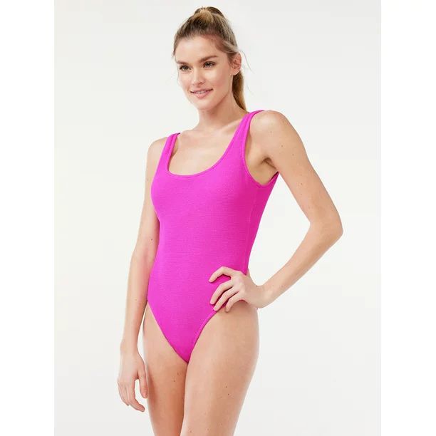 Love & Sports Women's Scooped Back Classic One-Piece Swimsuit, Scrunchy | Walmart (US)
