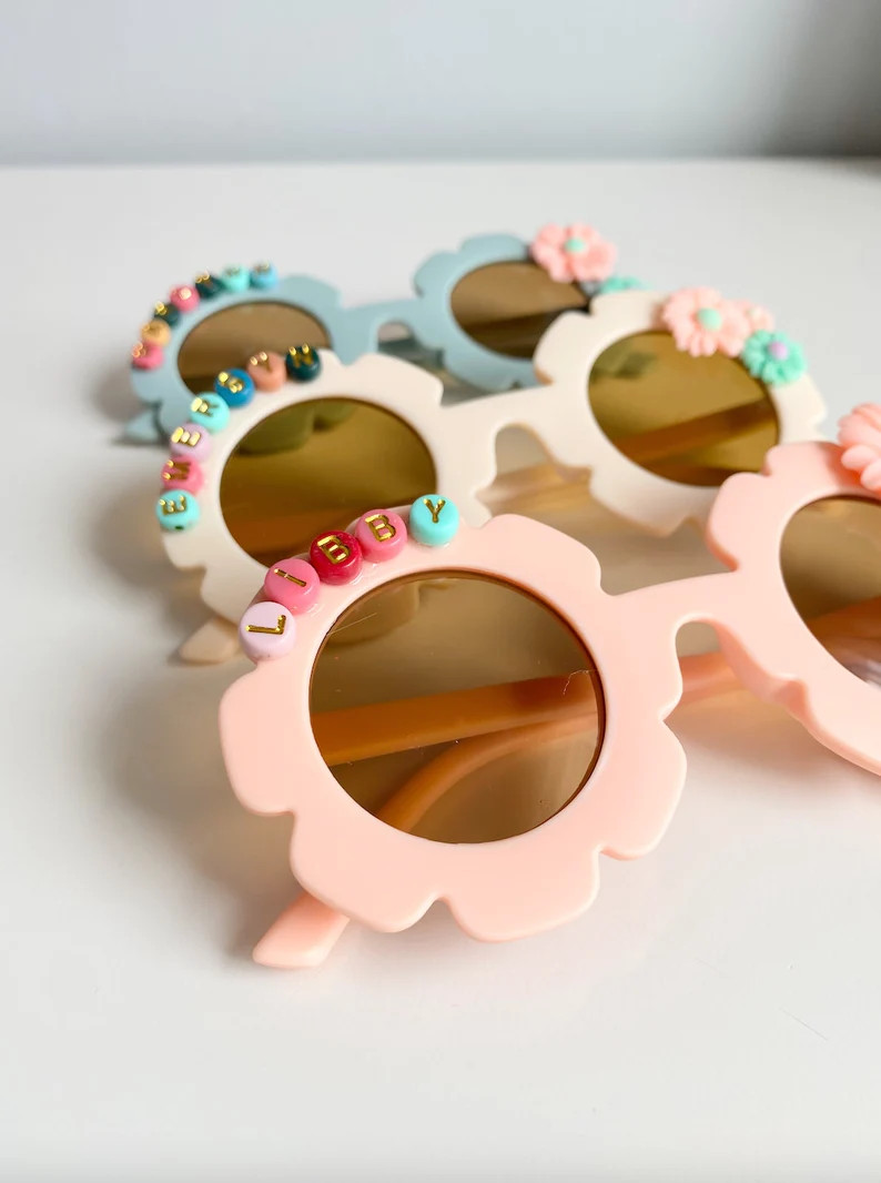 Personalized daisy sunglasses, toddler flower sunglasses, baby flower sunglasses, retro sunglasse... | Etsy (US)