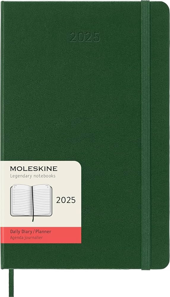 Moleskine Classic 12 Month 2025 Daily Planner, Hard Cover, Large (5" x 8.25"), Myrtle Green, 400 ... | Amazon (US)