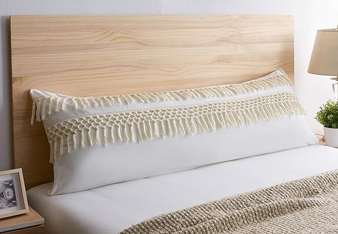 Boho Bohemian Macrame Tassel Ivory accent decorative couch long throw zipper body pillow cover ca... | Amazon (US)