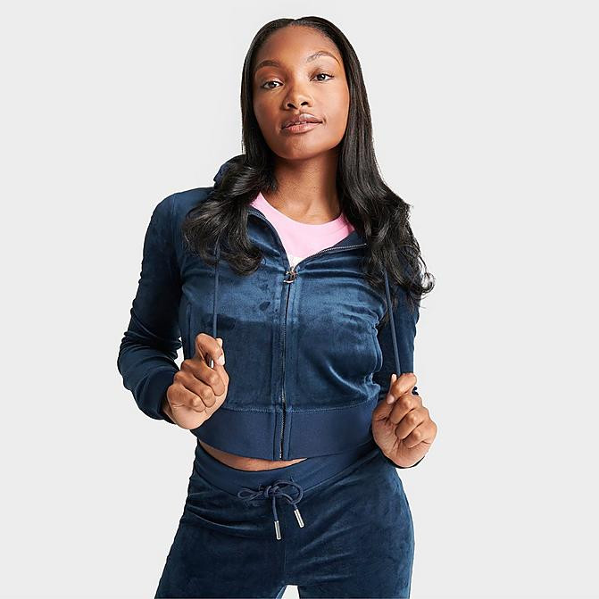 Women's Juicy Couture OG Big Bling Velour Zip-Up Hoodie | Finish Line (US)