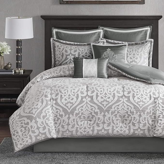 Madison Park Odette Cozy Comforter Set Jacquard Damask Medallion Design - Modern All Season, Down... | Amazon (US)