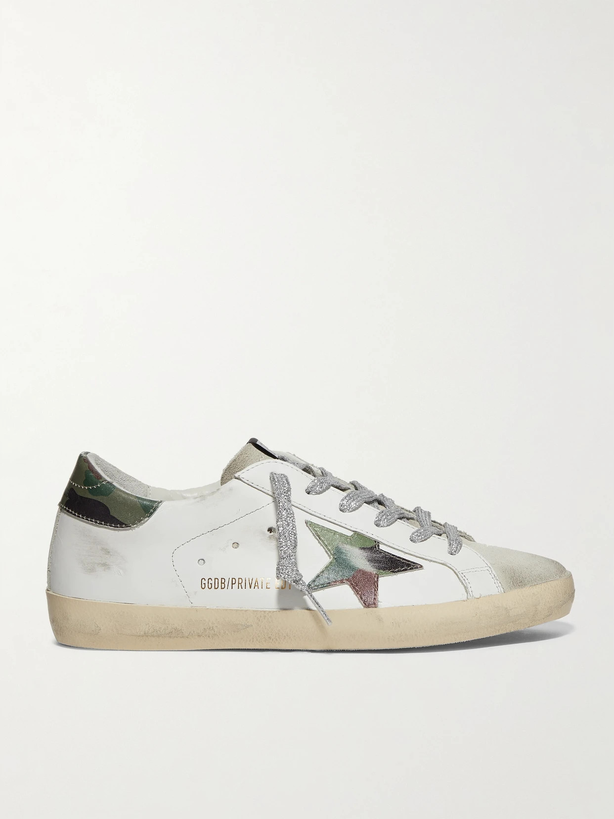 Golden Goose - Superstar Distressed Printed Leather And Suede Sneakers - White | NET-A-PORTER (US)
