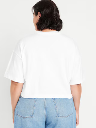 Vintage Crew-Neck Oversized Crop T-Shirt | Old Navy (US)