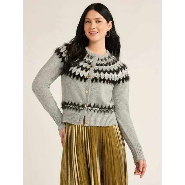 Free Assembly Women’s Fair Isle Cardigan Sweater, Midweight, Sizes XS-XXXL | Walmart (US)