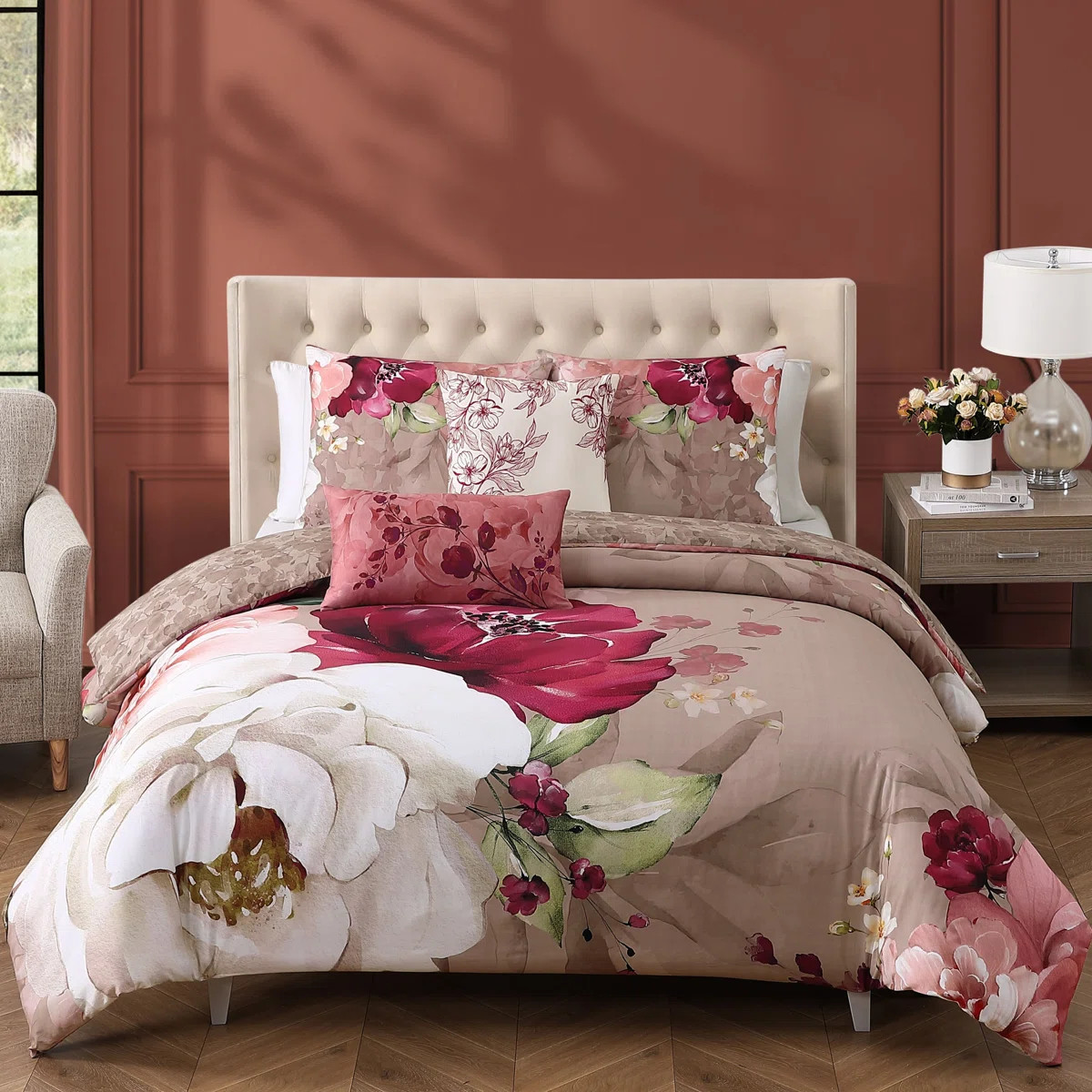 Bebejan Florence 100% Cotton Sateen 5 Piece Reversible Comforter Set | Wayfair North America