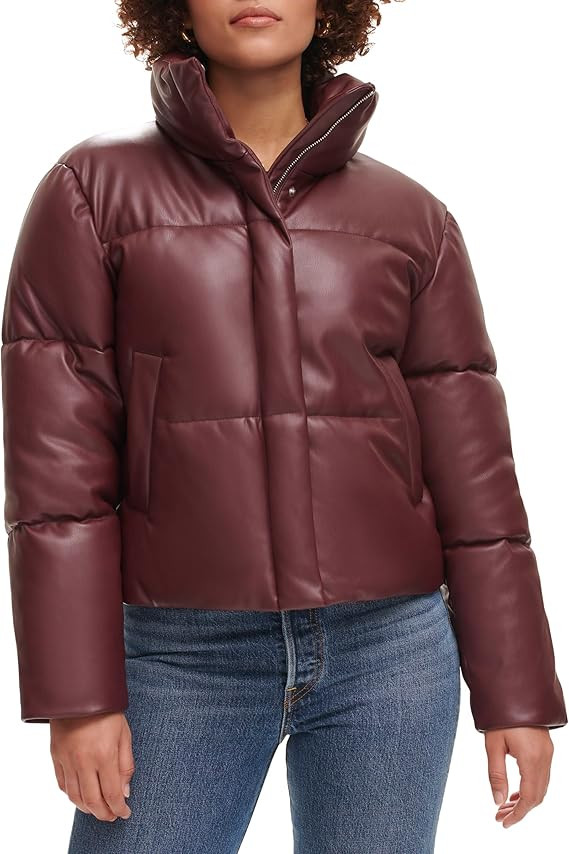Levi's Women's Vegan Leather Quilted Short Puffer Jacket | Amazon (US)