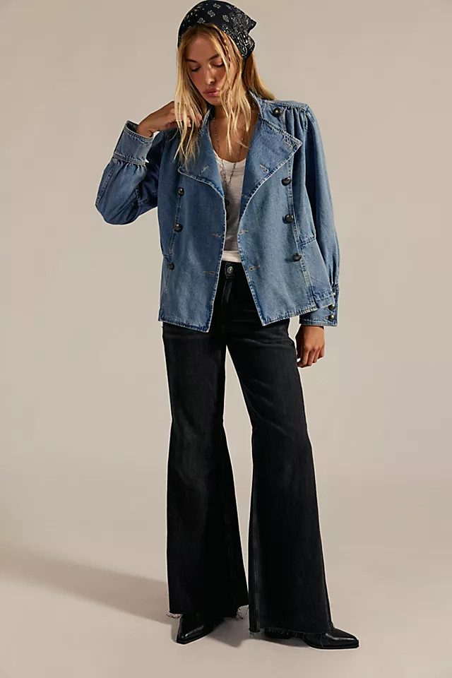 We The Free Imogene Denim Officer Jacket | Free People (Global - UK&FR Excluded)