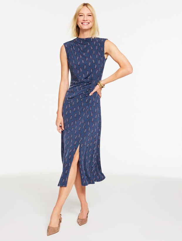 Fit & Flare Matte Jersey Dress - Ditsy Paisley | Talbots