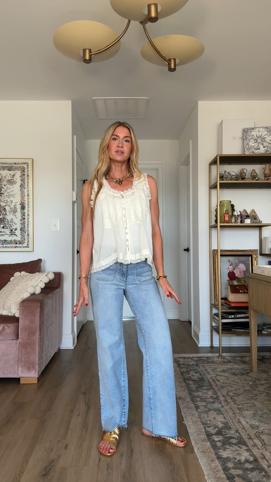 I have an exclusive Anthropologie code! My Paige denim, lace tank top, and gold sandals are 20% off with code LEANNE20 (orders over $100)

Jeans: TTS, wearing 25
Lace top: wearing S
Gold sandals: TTS 

 ANTHROPOLOGIE SALE

#LTKSaleAlert #LTKootd #LTKgrwm