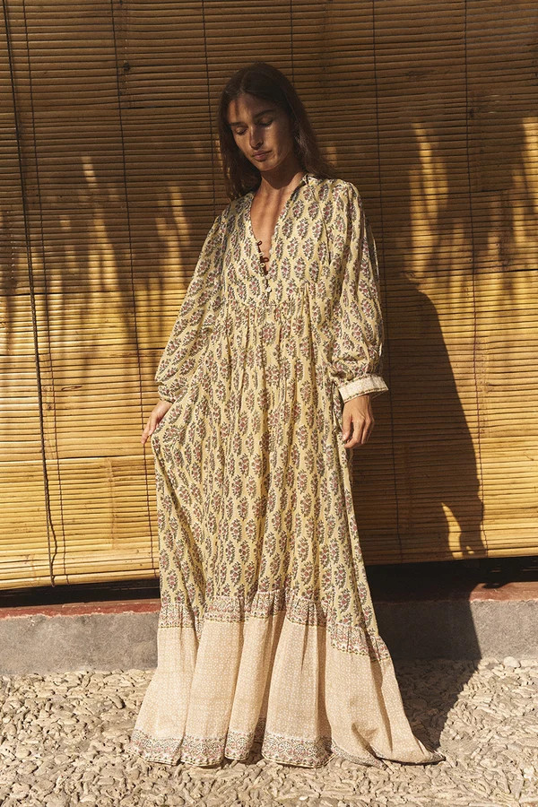 Bhoomi Maxi Dress Meadow | Artisan Boho Tiered Maxi Dress | Daughters of India