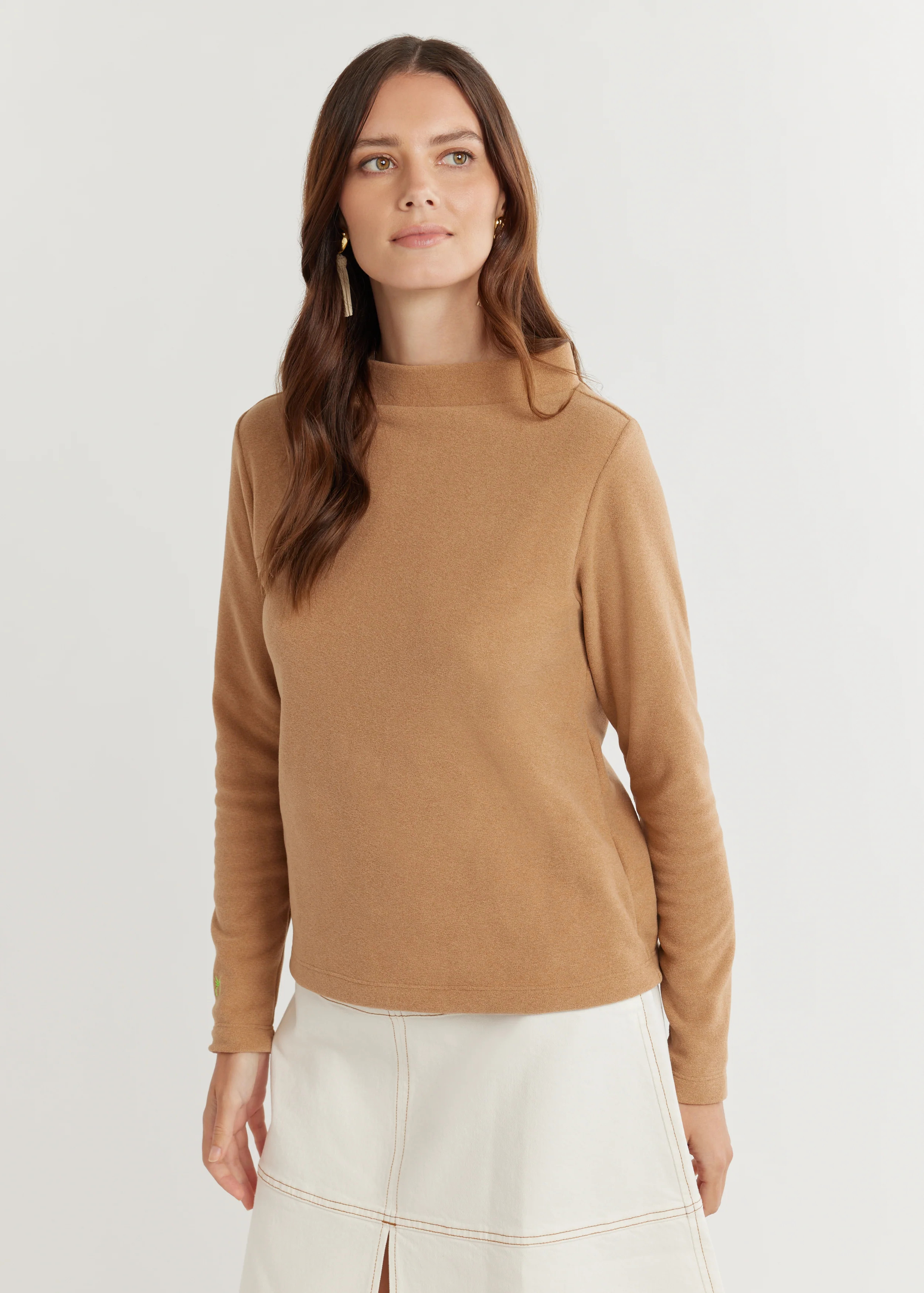 Brighton Boatneck in Terry Fleece (Camel) | Dudley Stephens