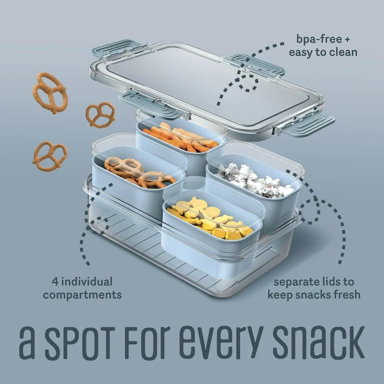 Cook With Color 4-Compartment Mini Snackle Box, Charcuterie and Snack Container, Divided Serving ... | Walmart (US)
