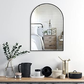 Wall Mirror for Bathroom 24" x 36", Black Vanity Wall Mirror in Metal Frame, Arch Top Mirror for ... | Amazon (US)