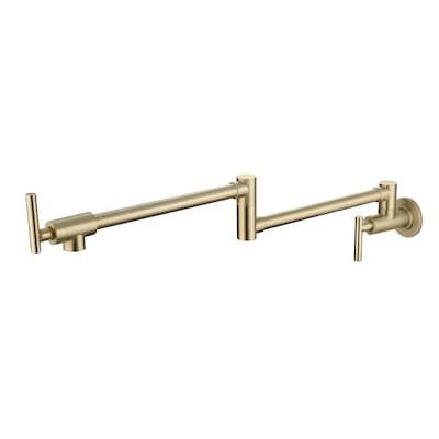 Clihome Brushed Gold 2-handle Wall-mount Pot Filler Handle Kitchen Faucet (Deck Plate Included) L... | Lowe's