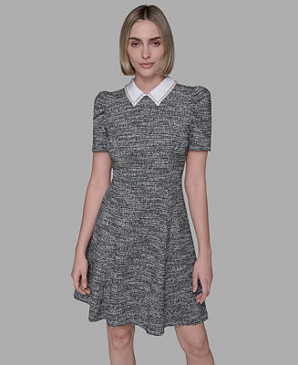 Women's Collared Tweed A-Line Dress | Macy's