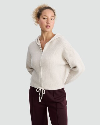 F&F Active Knitted Zip Up Hoodie with Wool in Neutral | Tesco F&F