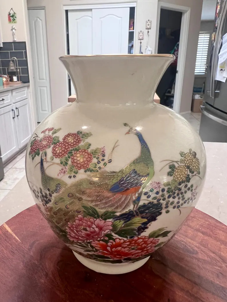 Japanese Satsuma Peacock Vase - Etsy | Etsy (US)