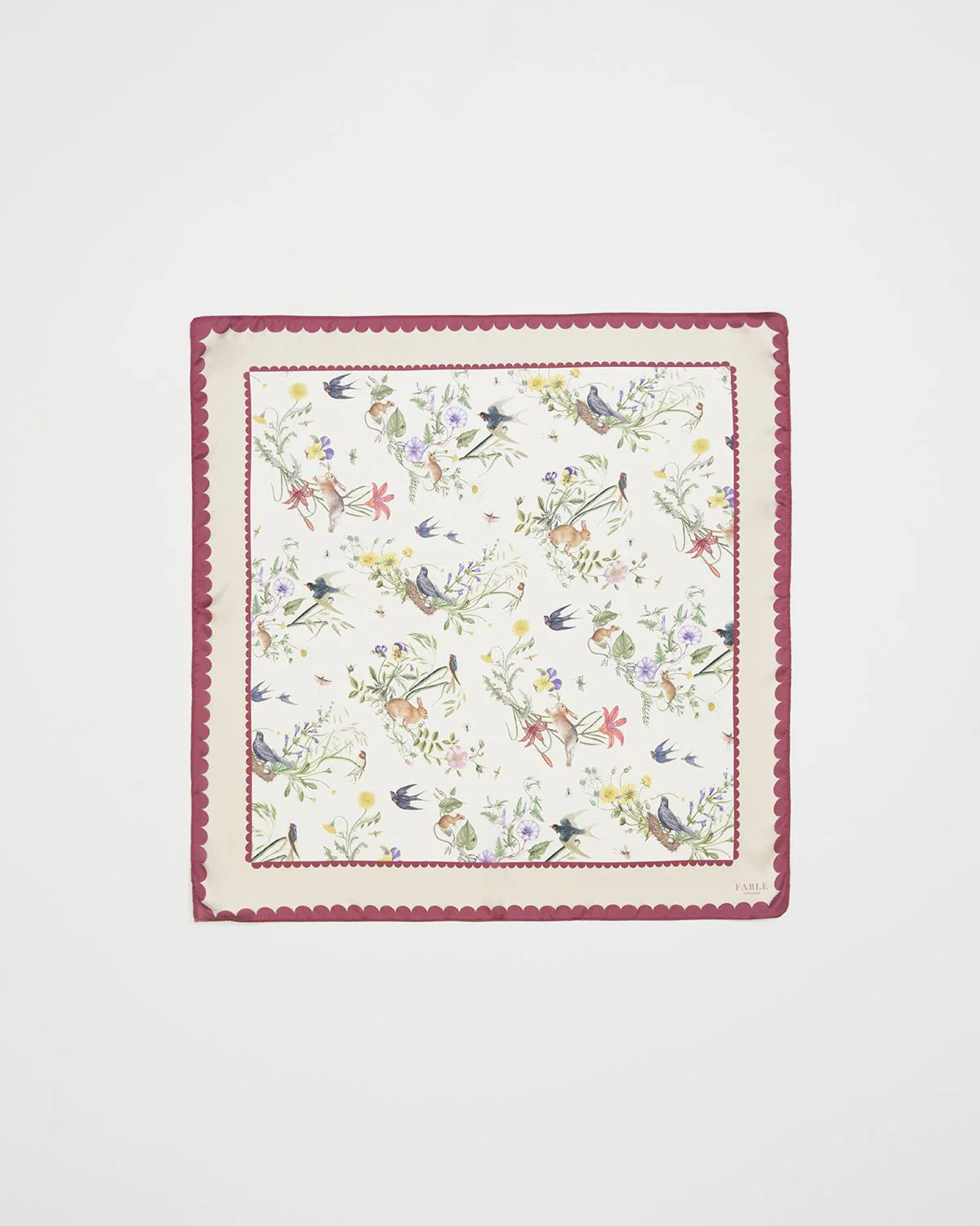 Running Bunny Toile Ivory Square Scarf | Fable England