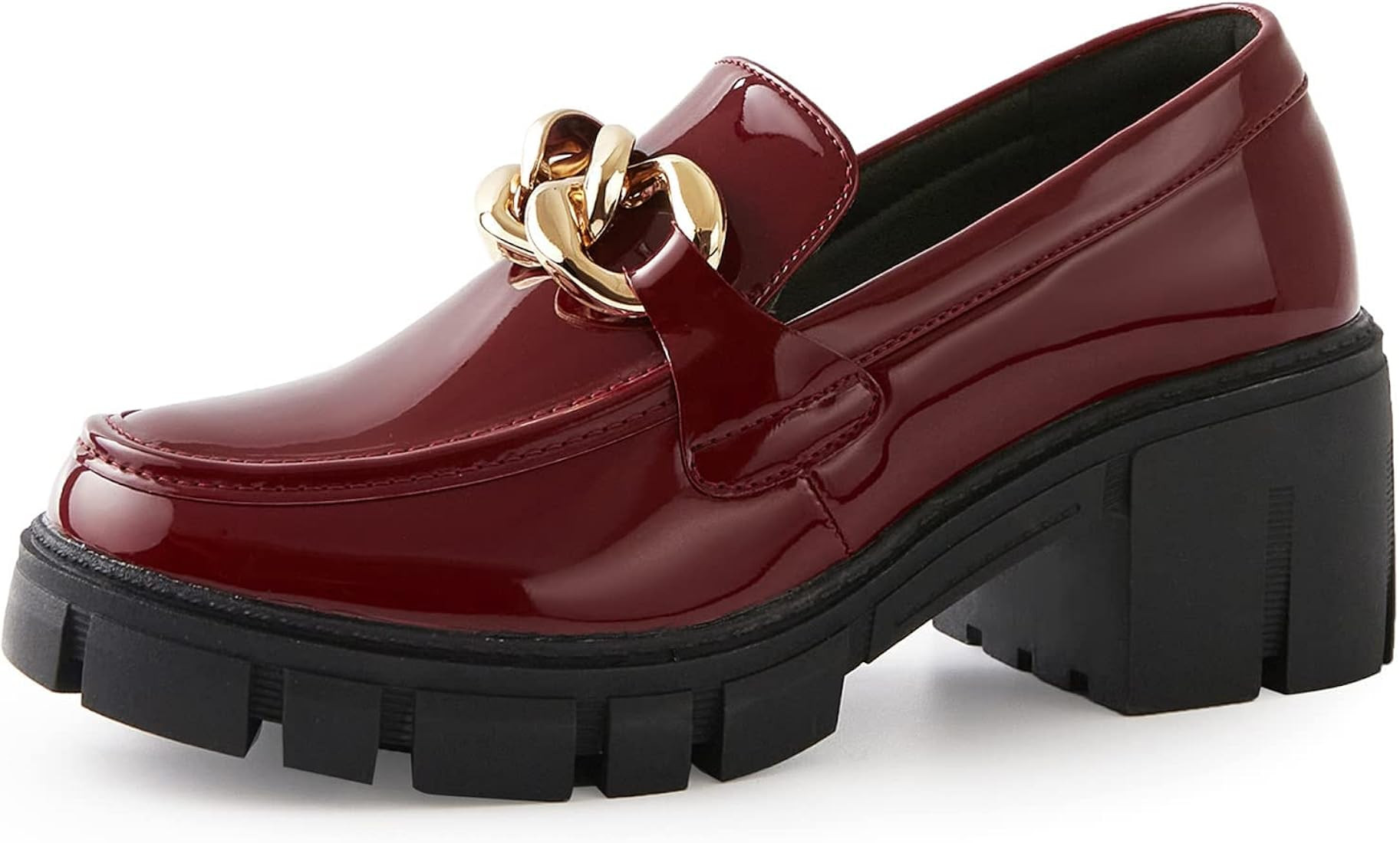 TINSTREE Platform Loafers for Women with Chain Comfort Chunky Heel Slip On Round Toe Business Wor... | Amazon (US)