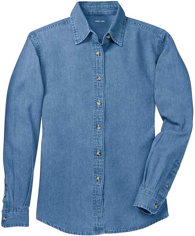 Ladies Long Sleeve Value Denim Shirts in Sizes XS-4XL | Amazon (US)