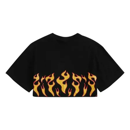 Ichuanyi Womens Tops Women Tops Flame Print Short Sleeve Shirts Pullover Blouse | Walmart (US)