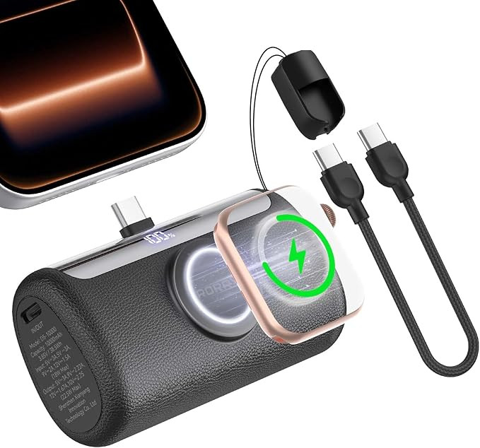 RORRY PalmGo Portable Charger, 10000mAh PD 22.5W Fast Charging Mini Power Bank with Built-in USB ... | Amazon (US)