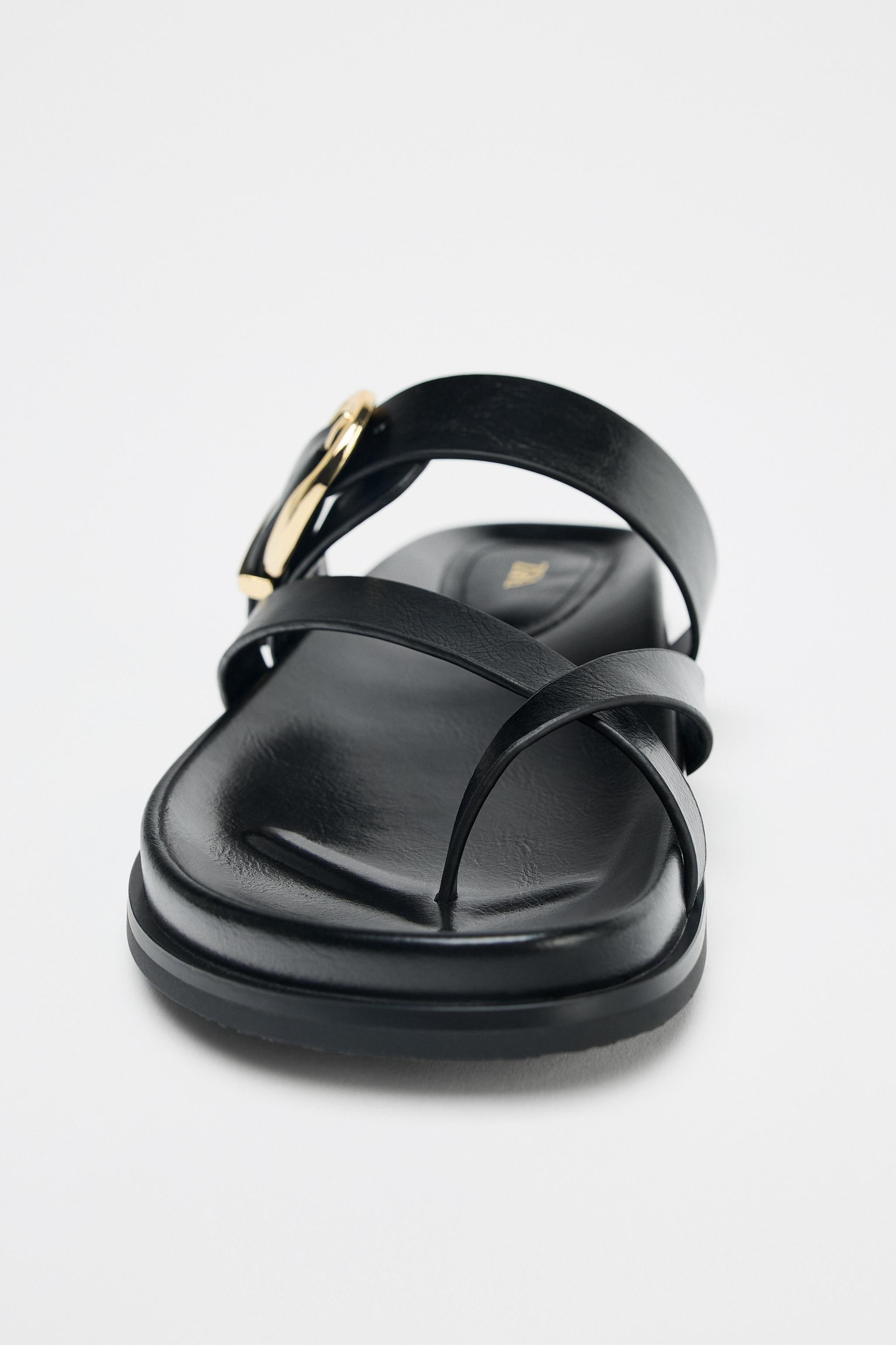 BUCKLED FLAT SANDALS | Zara UK