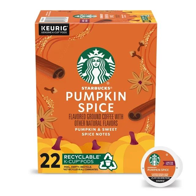 Starbucks K-Cup Coffee Pods, Pumpkin Spice Naturally Flavored Coffee for Keurig Brewers, 100% Ara... | Walmart (US)