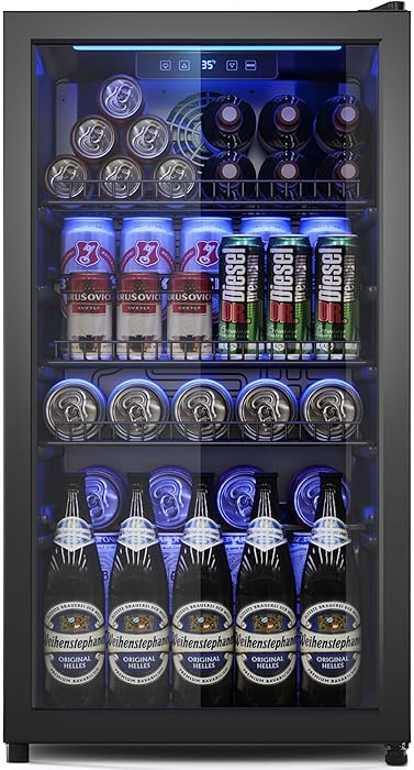 Tehanld Beverage Fridge, 130 Can Mini Fridge With Glass Door, Beverage Cooler Refrigerator, Wine ... | Amazon (US)