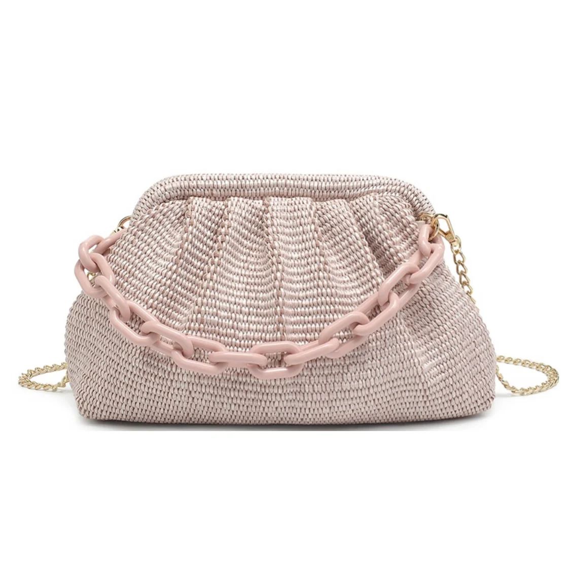 Solana Raffia Clutch Bag (Rose) | Sea Marie Designs