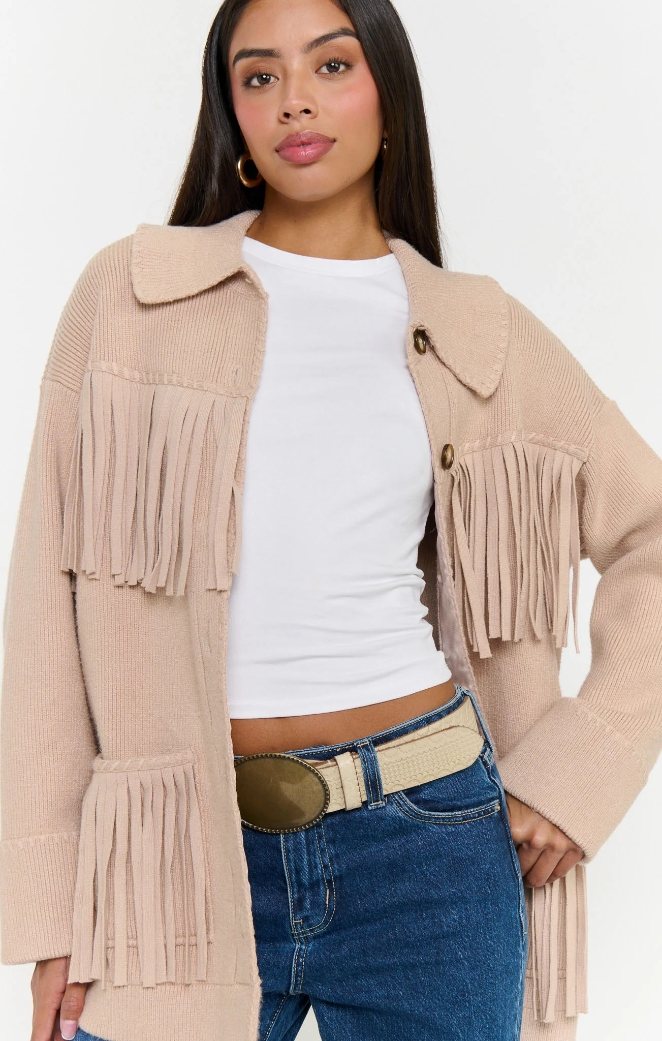 Santa Barbara Jacket ~ Tan Knit Fringe | Show Me Your Mumu