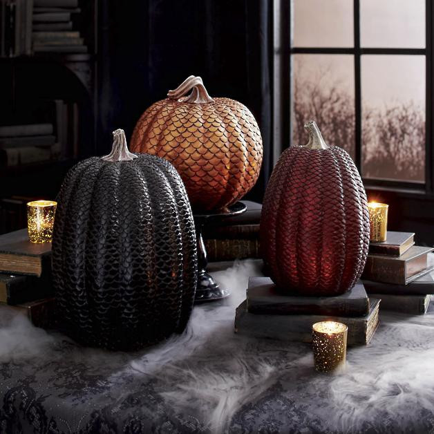 Dragon Scale Lit Pumpkins | Grandin Road | Grandin Road