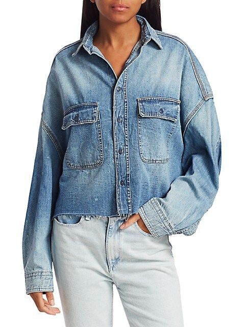 Cropped Denim Shirt | Saks Fifth Avenue